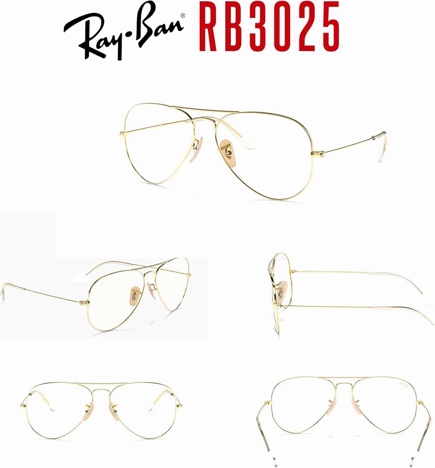 Ray-Ban RB3025 Metal Aviator Sunglasses For Men For Women   BUNDLE with Designer iWear Eyewear Care Kit