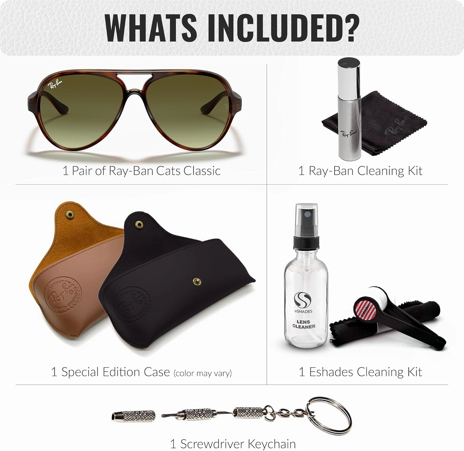 Ray-Ban RB4125 CATS 5000 Classic Pilot Shape Sunglasses for Men & Women With Eyewear Kit Bundle - Classic Sun Glasses