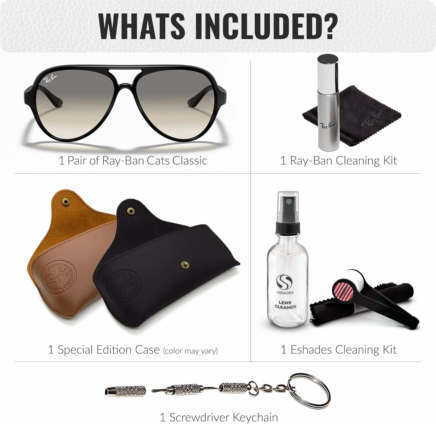Ray-Ban RB4125 CATS 5000 Classic Pilot Shape Sunglasses for Men & Women With Eyewear Kit Bundle - Classic Sun Glasses