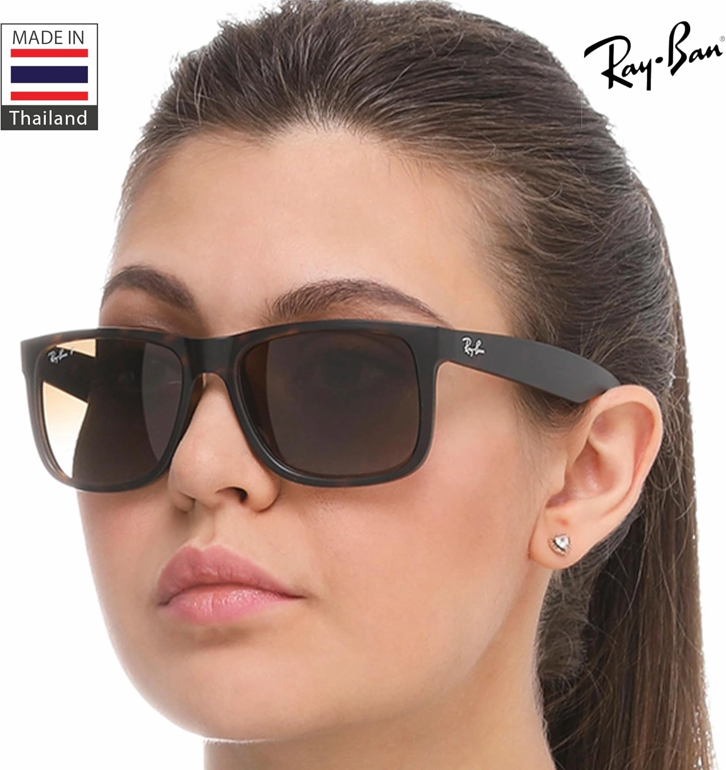 Ray-Ban RB4165 JUSTIN Classic Square Shape Sunglasses With Eyewear Kit Bundle - High Bridge Fit - Square Sunglasses