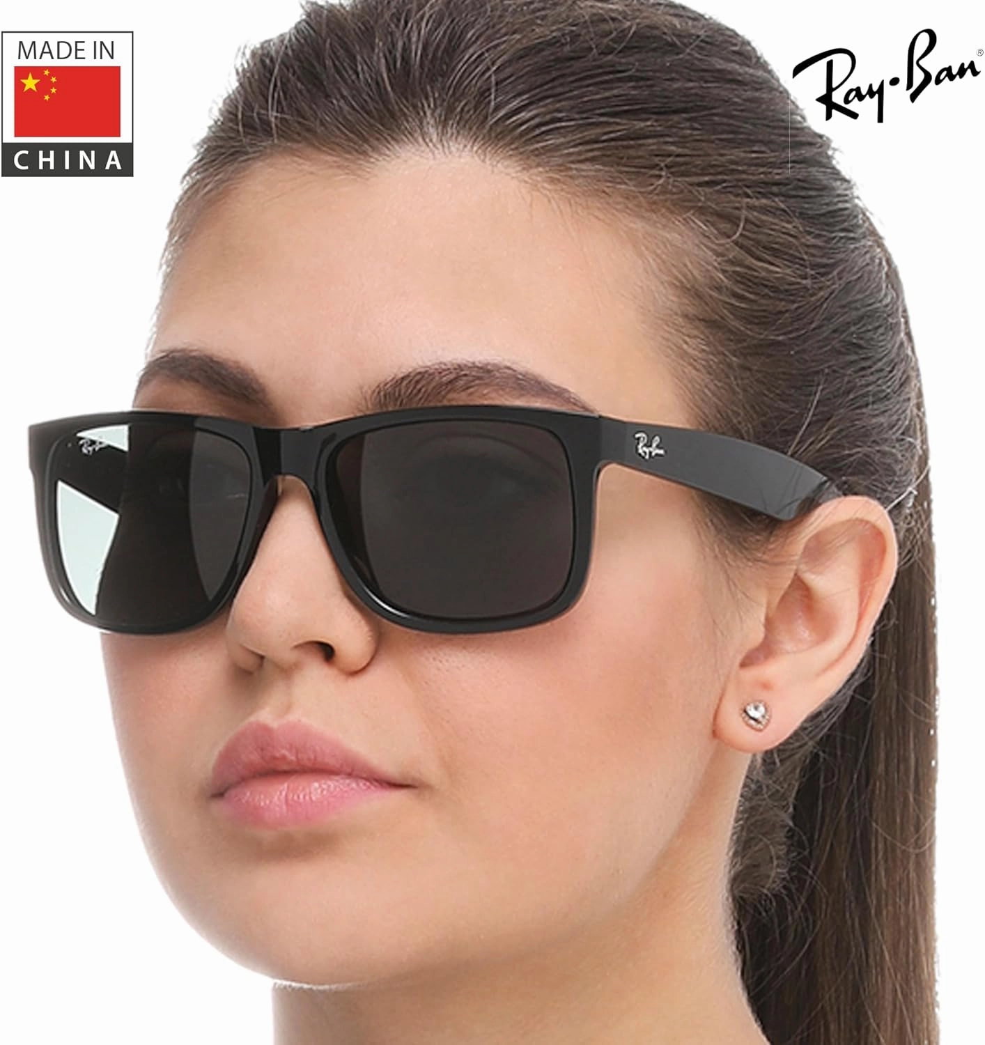 Ray-Ban RB4165 JUSTIN Classic Square Shape Sunglasses With Eyewear Kit Bundle - High Bridge Fit - Square Sunglasses