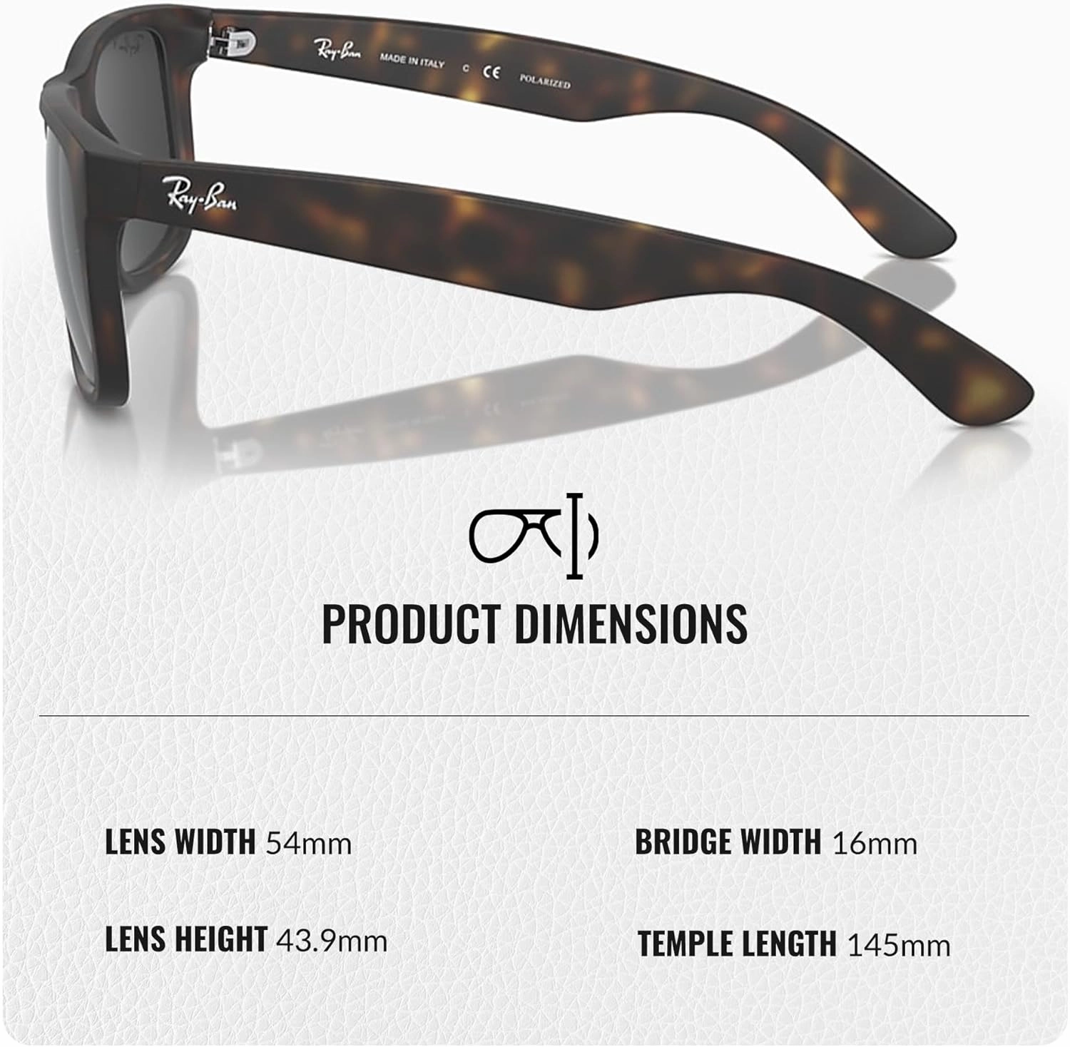 Ray-Ban RB4165 JUSTIN Classic Square Shape Sunglasses With Eyewear Kit Bundle - High Bridge Fit - Square Sunglasses