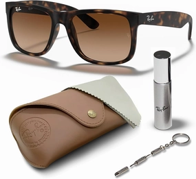 Ray-Ban RB4165 JUSTIN Classic Square Shape Sunglasses With Eyewear Kit Bundle - High Bridge Fit - Square Sunglasses
