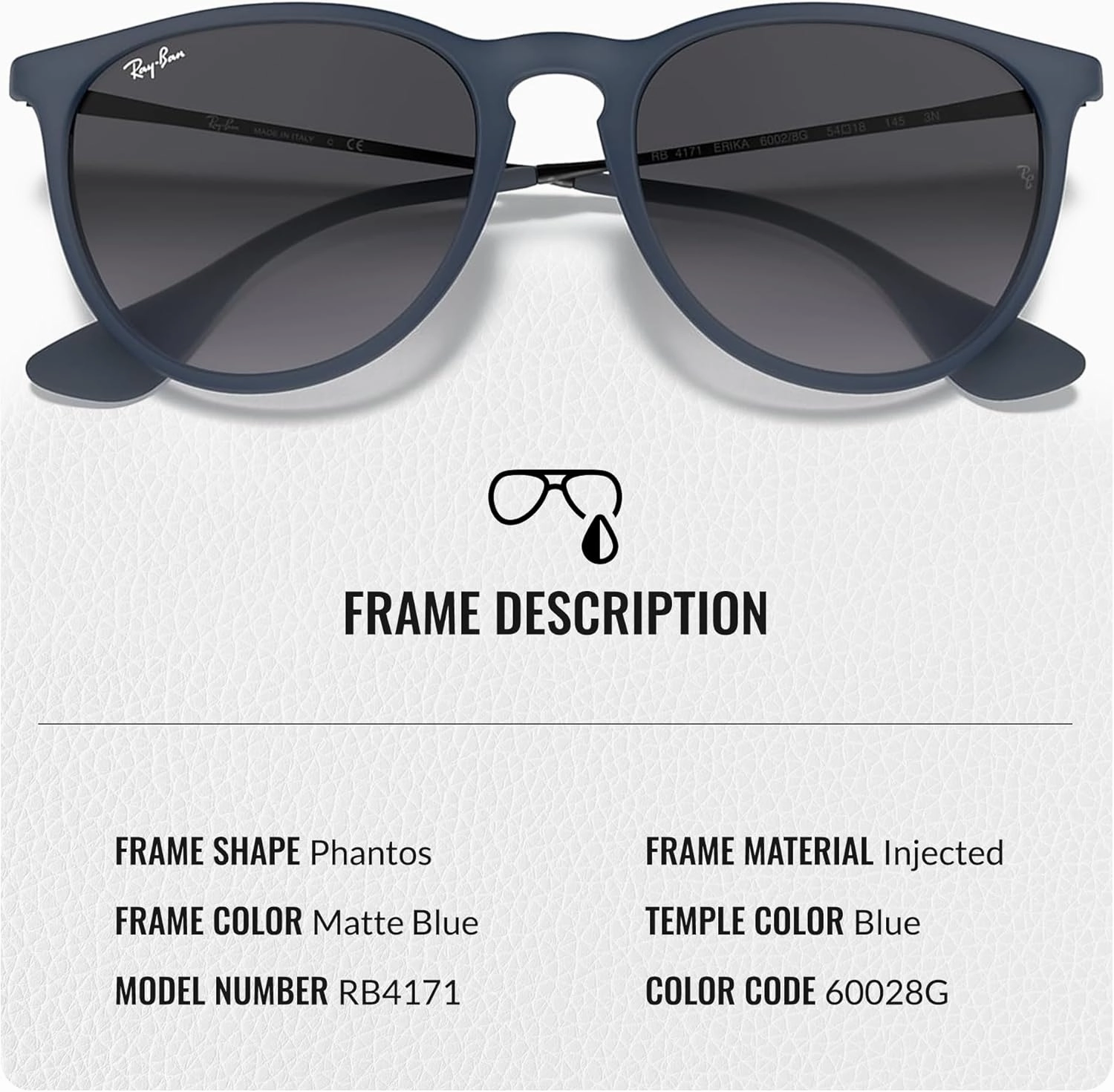 Ray-Ban RB4171 ERIKA Classic Phantos Shape Sunglasses With Eyewear Kit Bundle - High Bridge Fit - Retro Sunglasses