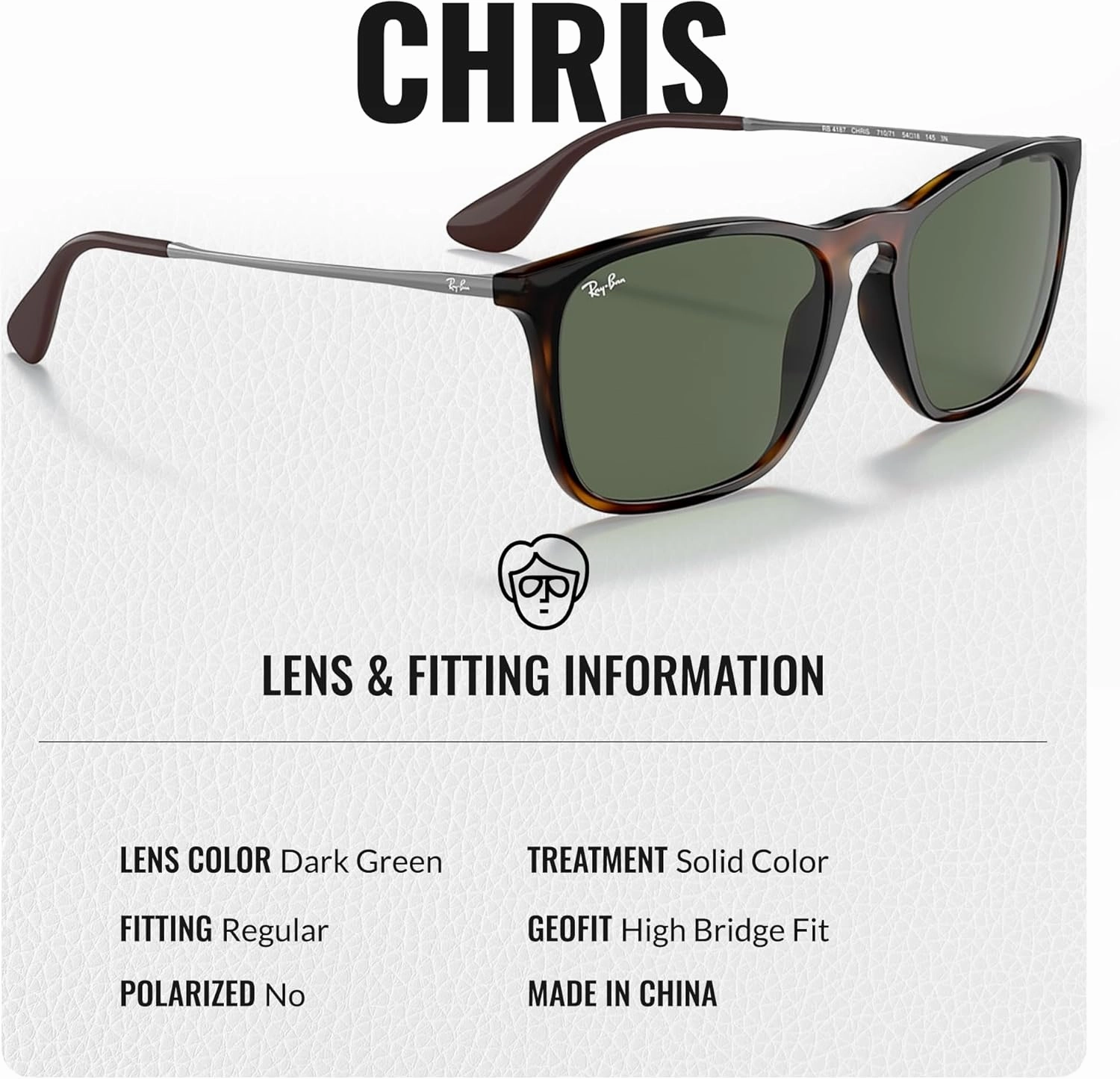 Ray-Ban RB4187 CHRIS Square Shape Sunglasses With Eyewear Kit Bundle - High Bridge Fit - Square Sunglasses