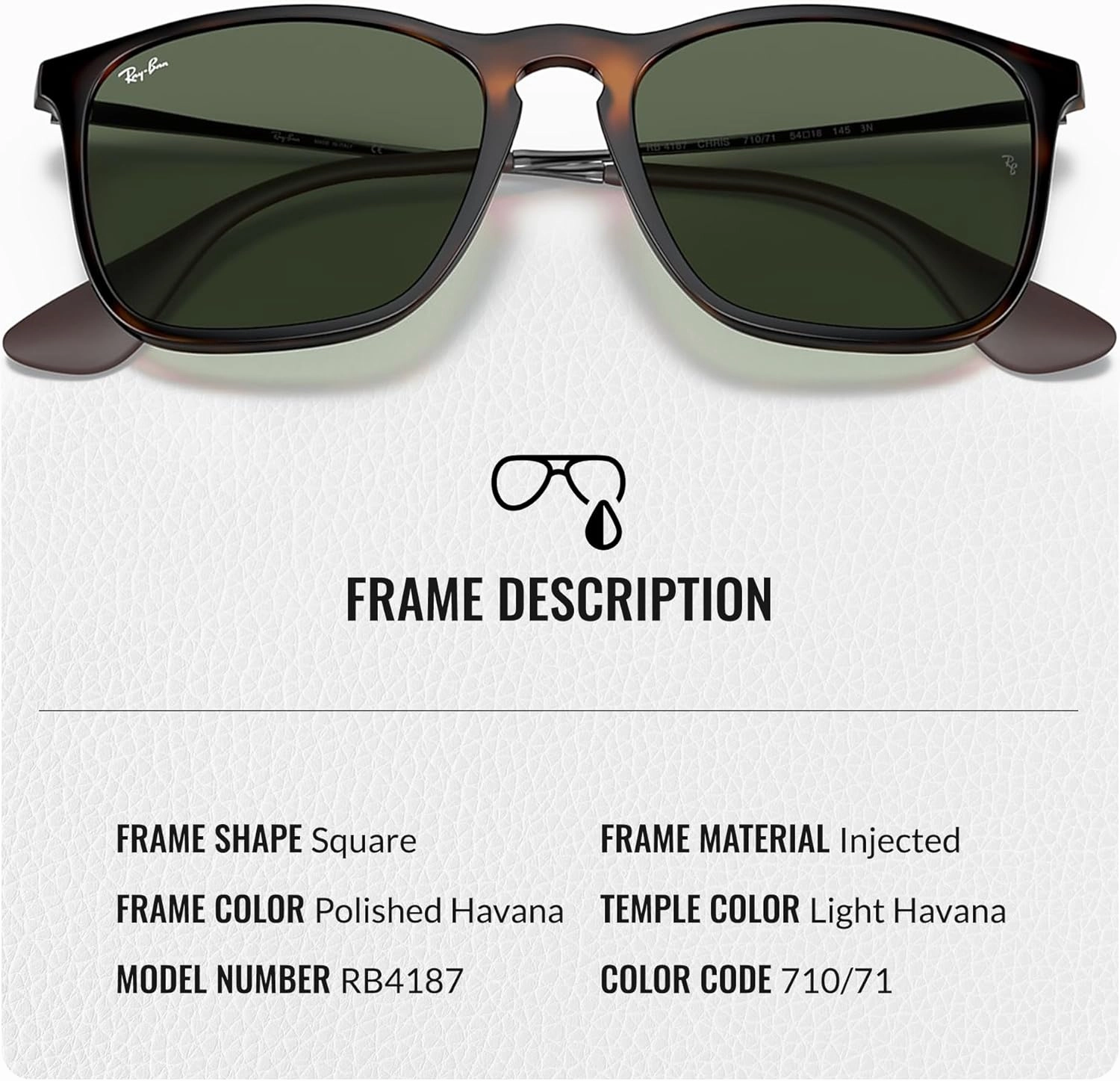Ray-Ban RB4187 CHRIS Square Shape Sunglasses With Eyewear Kit Bundle - High Bridge Fit - Square Sunglasses