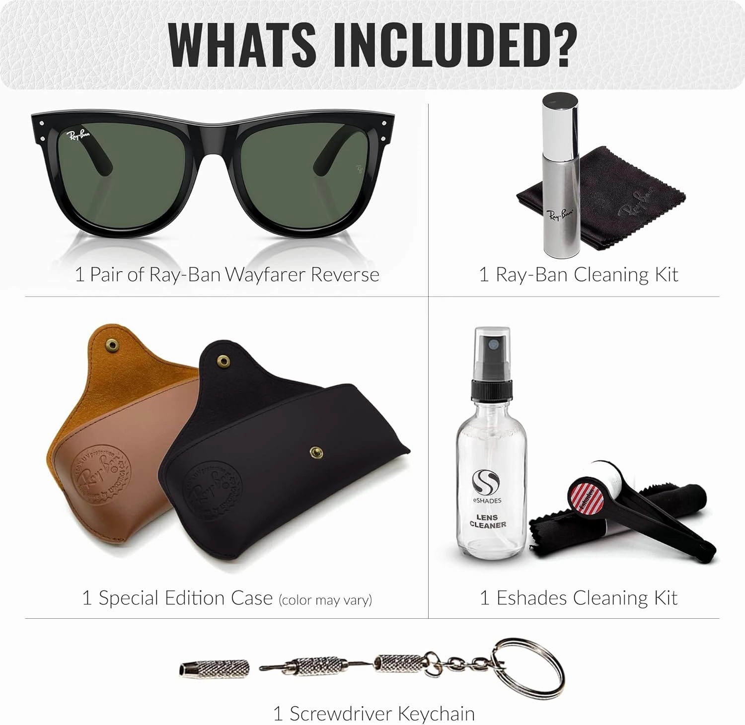 Ray-Ban RBR0502S Boyfriend Reverse Square Non-Polarized Sunglasses for Men & Women With Eyewear Kit Bundle - Classic Lenses