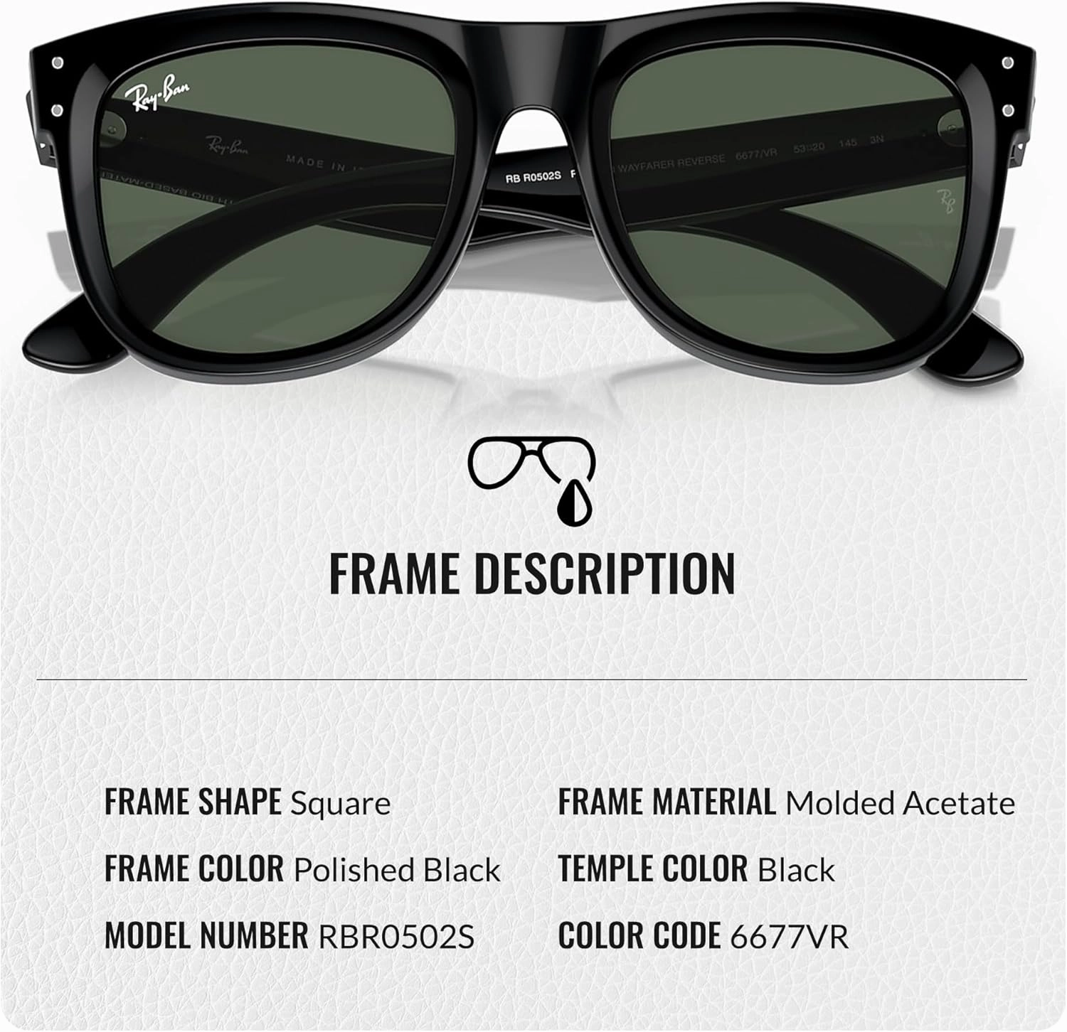 Ray-Ban RBR0502S Boyfriend Reverse Square Non-Polarized Sunglasses for Men & Women With Eyewear Kit Bundle - Classic Lenses