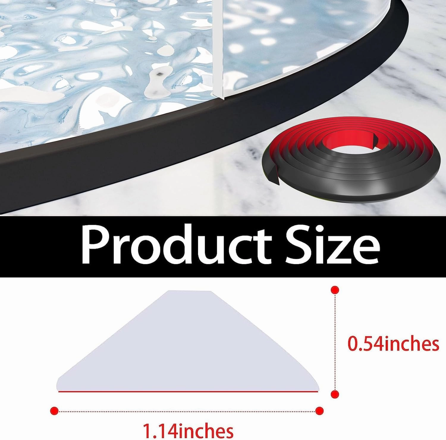 Raycity Shower Threshold Water Dam Barrier,Shower Door and Kitchen Water Strip Dam Shower Guard for Dry And Wet Separation Caulk Seal Strip Edge Trim(67 Inches/Black)
