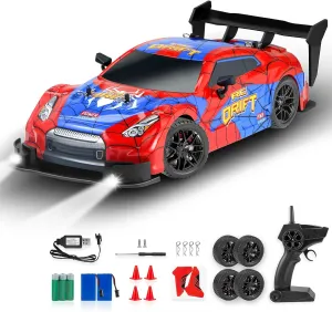 RC Drift Car, 1:16 Scale Remote Control Drift Cars, 2.4GHz, 4WD, High Speed RC Race Car with Rechargeable Two Batteries, Drifting and Racing Tires, RC Cars Toy for Adults Boys Girls Kids