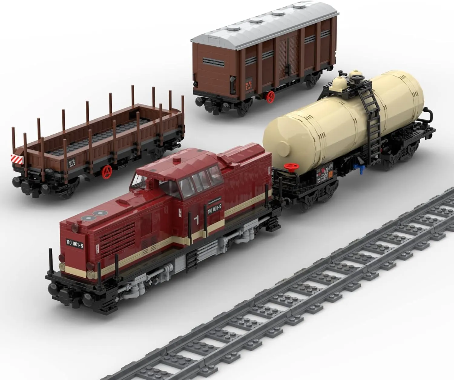 RC European Railway Train Building Blocks, MOC-81729 Headstock and Freight Train Construction Kits Set for Adults, Perfect Home Ornaments, 2171 Pieces