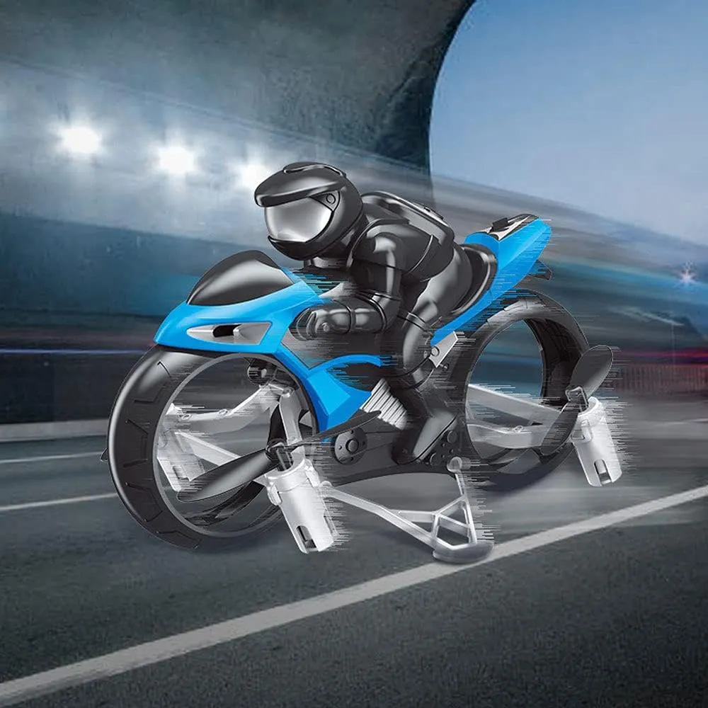 RC Four-axis 2.4G Aircraft, Rechargeable Mini Motorcycle, Land-air Dual-Mode Remote Control Motorcycle, Flying Motorcycle Toys, Children's Electric Toys, Children's Gifts