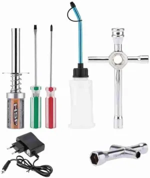 RC Nitro Starter Kit with Glow Plug Igniter, Charger Tools, Fuel Bottle for RedCat HSP TRAXXAS Racing RC Cars, Airplanes, and Boats