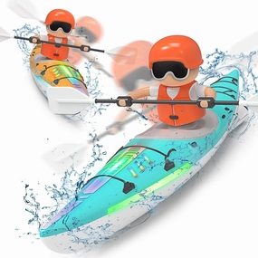 RC Kayak Boat W/Colorful LED Light for Kids, Innovative Realistic Paddling Design,2.4 Ghz Remote Control Boat Toy, Never Capsize for Lake, Pool,Bathtub, Gift for Boys Girls Blue (1PCS)