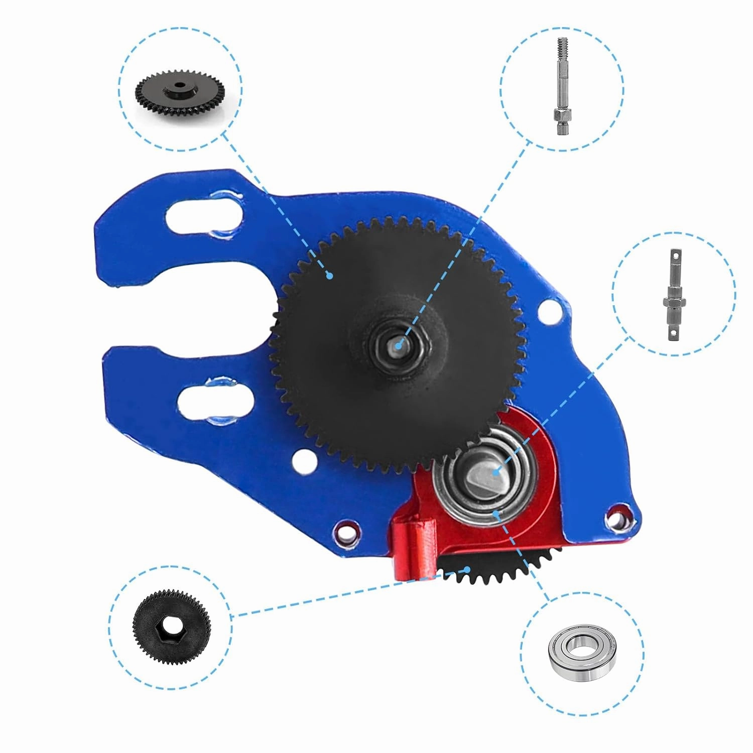 RC Motor RS180 51T Brushed Motor & Aluminum Alloy Transmission Gearbox & Heatsink for Axial SCX24 AXI00002 AXI00001 AXI90081 AXI00006 AXI00005 1/24 RC Crawler Upgrade Parts (Assembled)