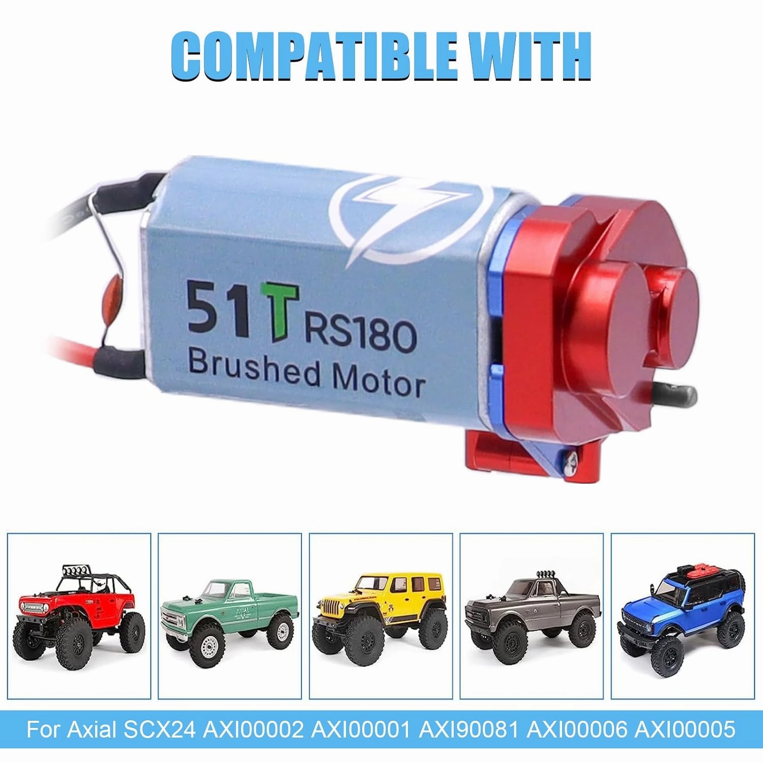 RC Motor RS180 51T Brushed Motor & Aluminum Alloy Transmission Gearbox & Heatsink for Axial SCX24 AXI00002 AXI00001 AXI90081 AXI00006 AXI00005 1/24 RC Crawler Upgrade Parts (Assembled)