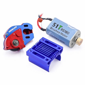 RC Motor RS180 51T Brushed Motor & Aluminum Alloy Transmission Gearbox & Heatsink for Axial SCX24 AXI00002 AXI00001 AXI90081 AXI00006 AXI00005 1/24 RC Crawler Upgrade Parts (Assembled)