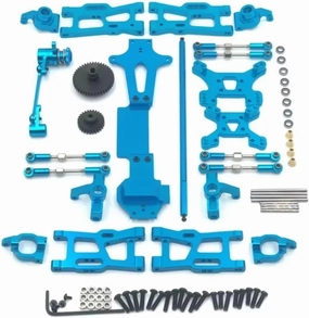 Rc Shock Absorber For Wltoys 144001 144002 144010 1/14 Metal Shock Absorber For Swing Arm Link Rod Steering Block Kits RC Car Accessories Upgrade Parts Replacement(Blue)