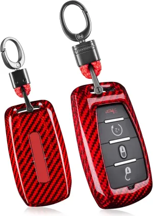 Real Glass Fiber Key Fob Protector Compatible with Ram Key fob Cover fits for Ram1500 2500 3500 TRX Limited Rebel Bighorn Lonestar Laramie Key Fob Case,Red