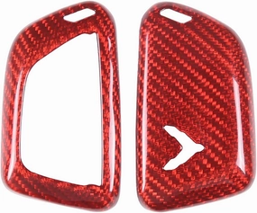 Real Carbon Fiber Key Fob Case Cover Compatible with Chevrolet Corvette C8 2020-2025, Key Fob Cover, Car Smart Remote Case Trim Accessories (Red)