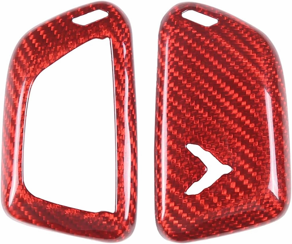 Real Carbon Fiber Key Fob Case Cover Compatible with Chevrolet Corvette C8 2020-2025, Key Fob Cover, Car Smart Remote Case Trim Accessories (Red)