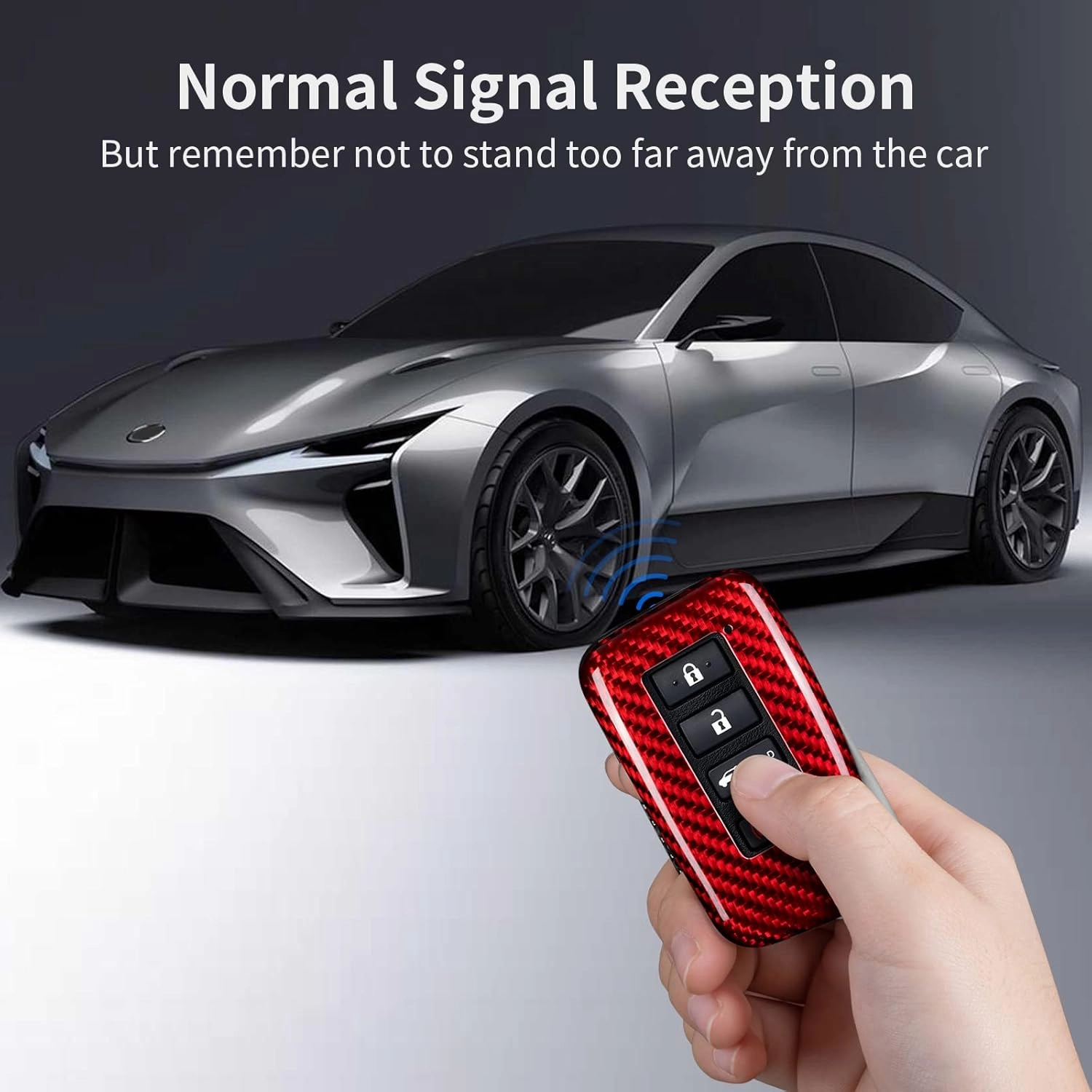 Real Glass Fiber Key Fob Cover fit for Lexus,Key Fob Protector Fits for Lexus LX570 RX450 RX350 RC300 IS350 GS LC Remote Key Case,Red