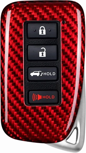 Real Glass Fiber Key Fob Cover fit for Lexus,Key Fob Protector Fits for Lexus LX570 RX450 RX350 RC300 IS350 GS LC Remote Key Case,Red