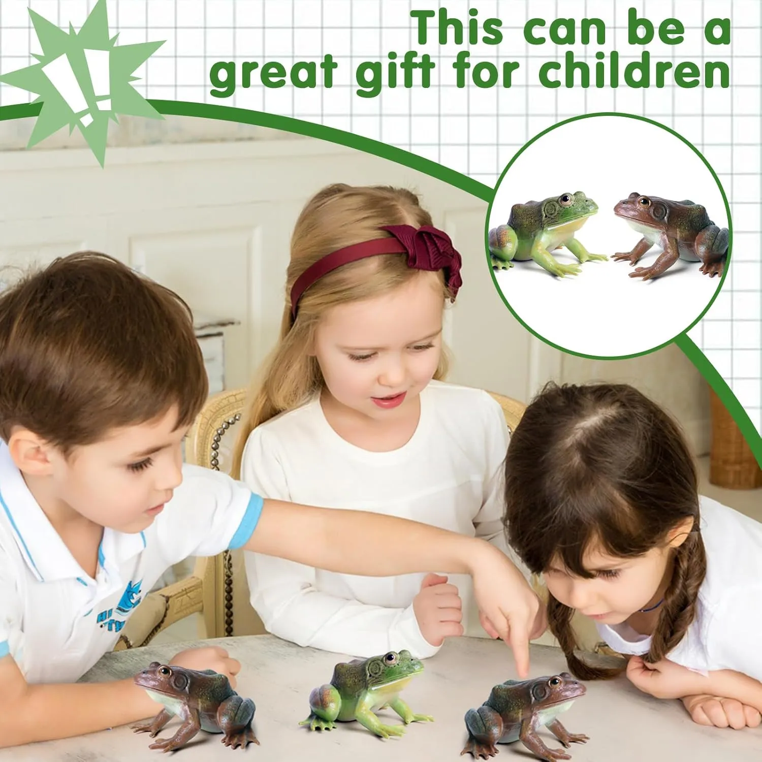 Realistic Tree Frog Figure Plastic Hand Painted Bullfrog Figurine Educational Rubber Animal Model Toys for Kids Children
