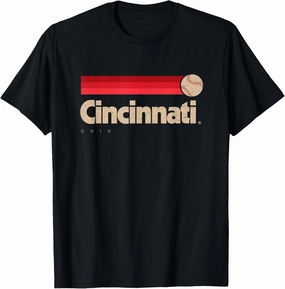 Red Cincinnati Baseball Softball City Ohio Retro Cincinnati T-Shirt