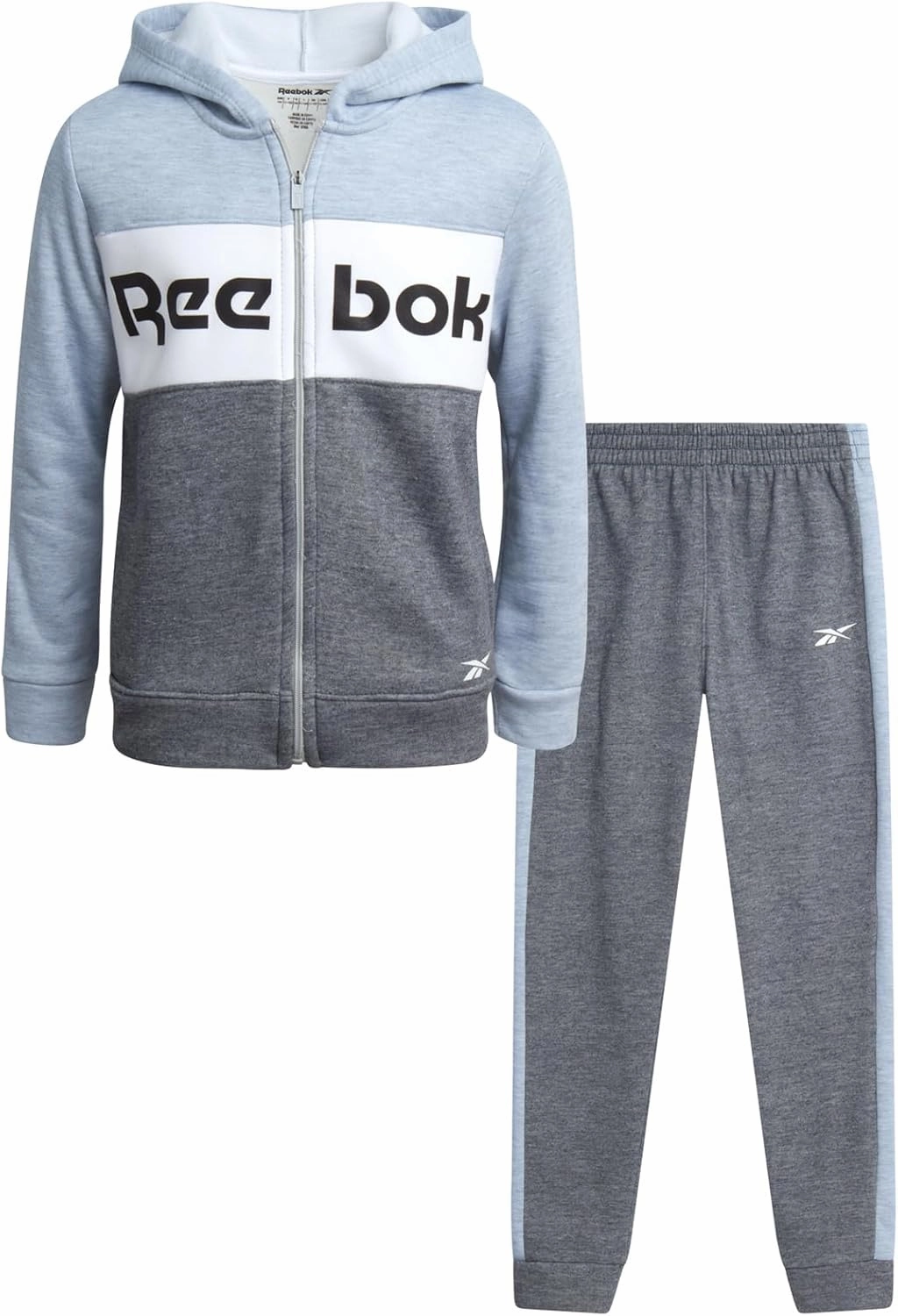 Reebok Boys' Active Sweatsuit - 2 Piece Performance Fleece Zip Hoodie Sweatshirt and Jogger Sweatpants - Activewear Set, 8-14