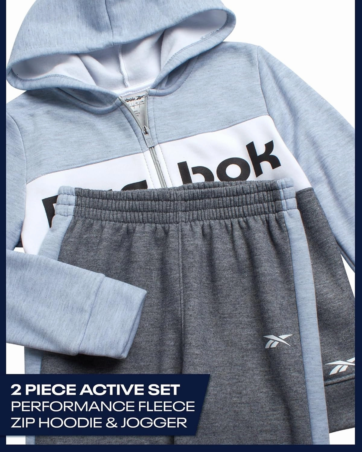 Reebok Boys' Active Sweatsuit - 2 Piece Performance Fleece Zip Hoodie Sweatshirt and Jogger Sweatpants - Activewear Set, 8-14