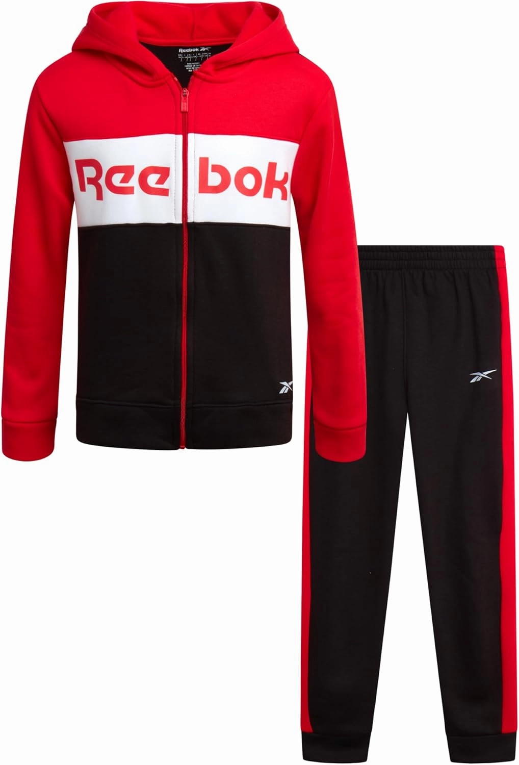 Reebok Boys' Active Sweatsuit - 2 Piece Performance Fleece Zip Hoodie Sweatshirt and Jogger Sweatpants - Activewear Set, 8-14
