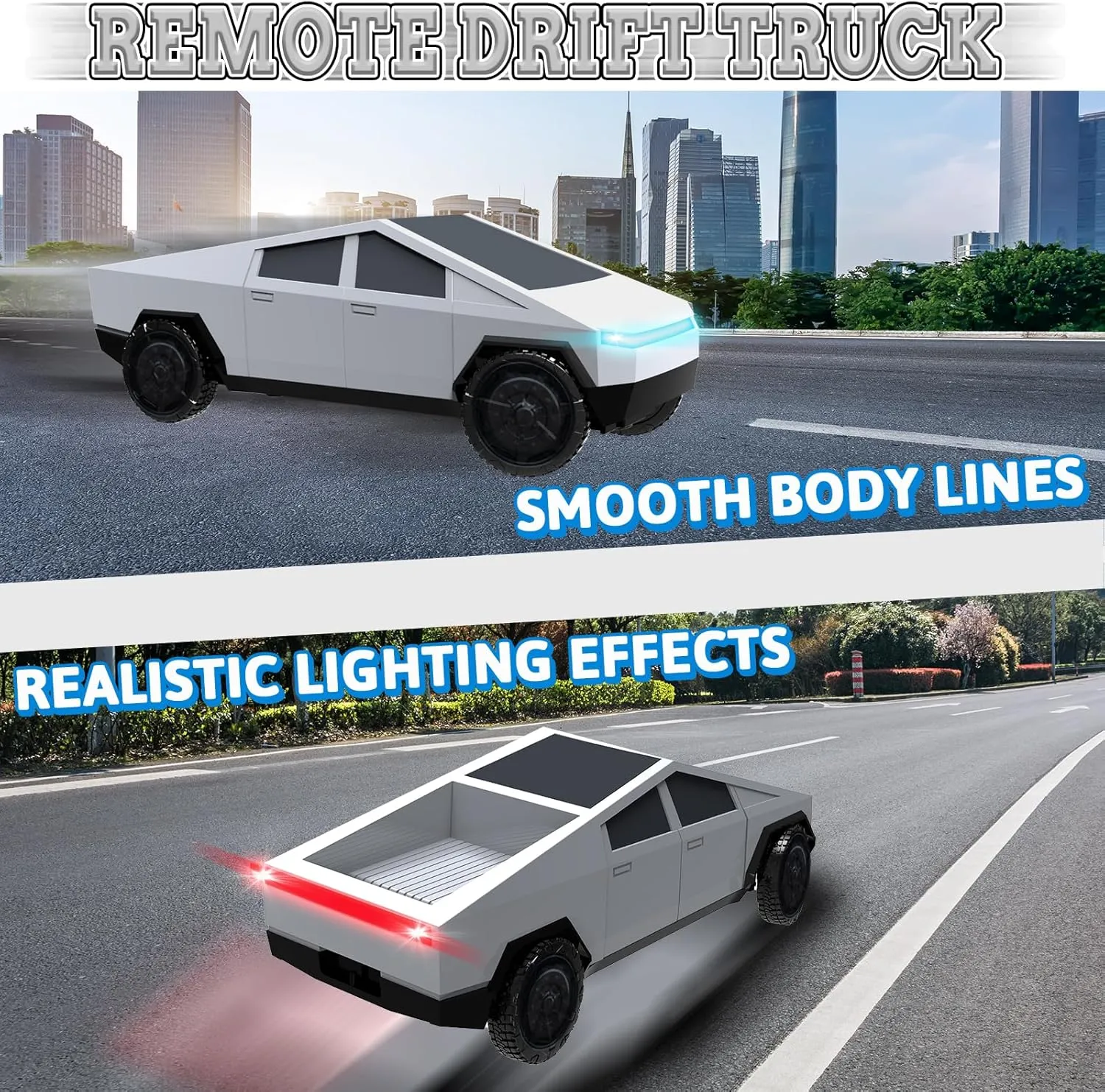 Remote Control Car, All Terrain High Speed RC Truck for Boys Aged 3-8, 1:24 Diecast Metal Toy Trucks with Lights, Electric Vehicle Toys for Kids, Gifts for Kids