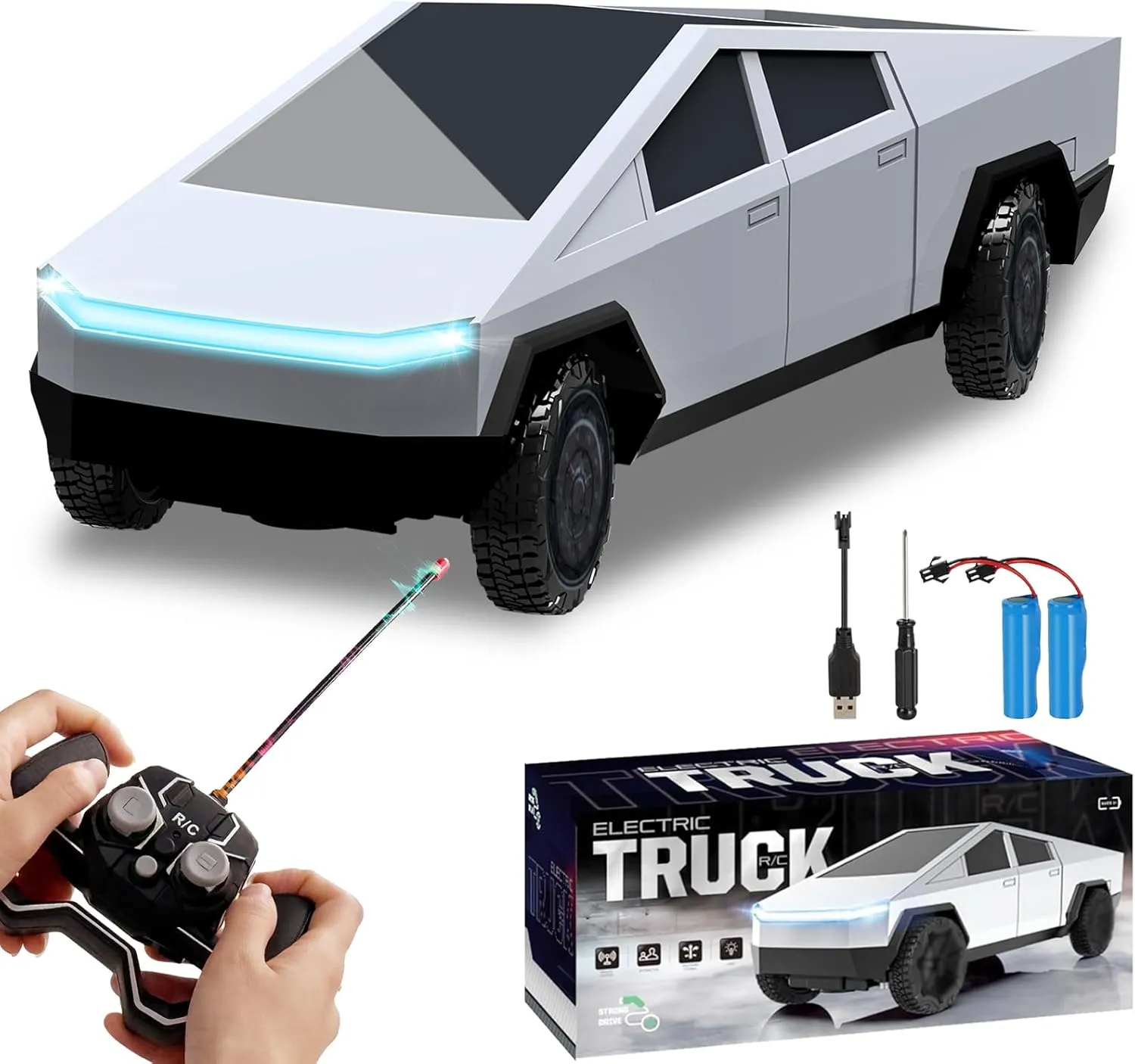 Remote Control Car, All Terrain High Speed RC Truck for Boys Aged 3-8, 1:24 Diecast Metal Toy Trucks with Lights, Electric Vehicle Toys for Kids, Gifts for Kids