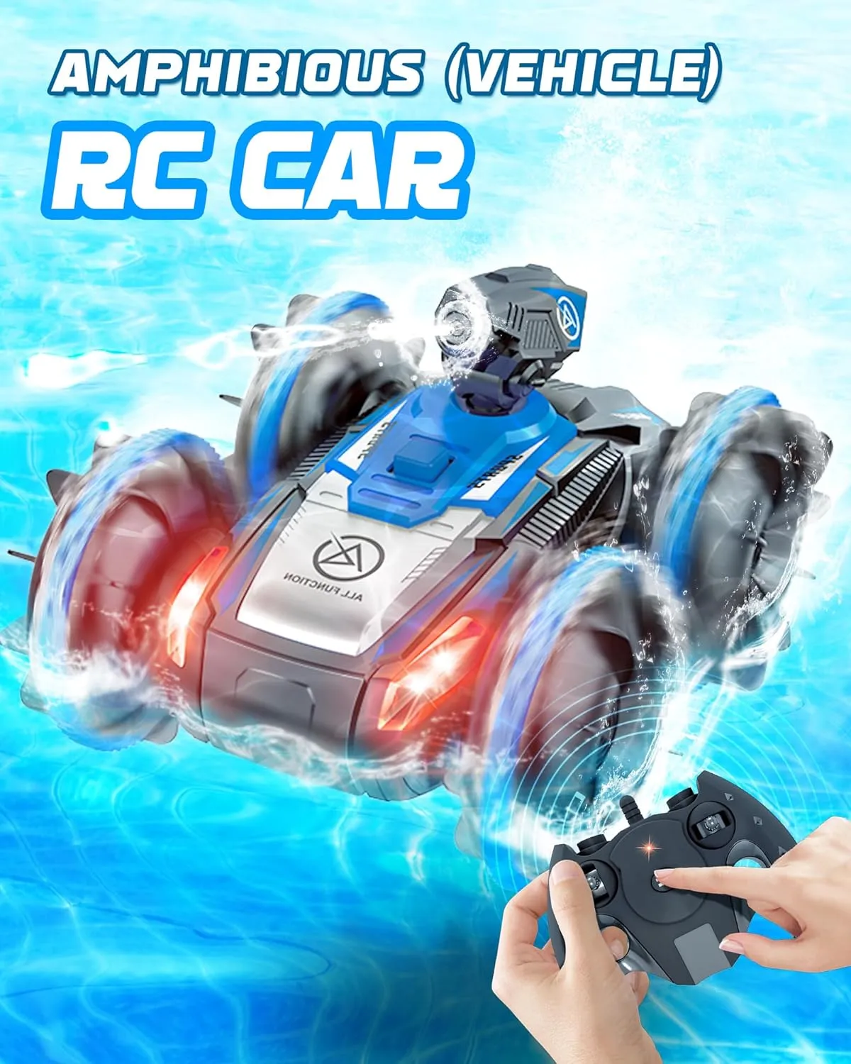 Remote-Control Car RC Boat for Boys: Amphibious Car Toys with Water Spray for Pool, Gifts for Kids 6-9, 2.4 GHz Waterproof Monster Truck Stunt Vehicle, Water Beach Pool Toys (Green)