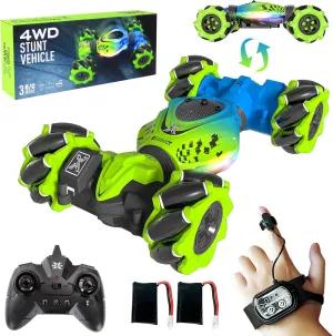 Remote Control Car - RC Drift Car Toys for Boys 4-7 8-12, 4WD Gesture Sensing RC Stunt Cars for Kids 6 7 8 9 10 Year Old Boy Birthday Gift (Green)