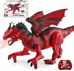 Remote Control Dragon Toy for Kids – Realistic Large Dragon Figure with Flapping Wings, Roaring Sound, Mist-Spraying, LED Light-Up Eyes – Birthday for Boys, Girls Ages 3 