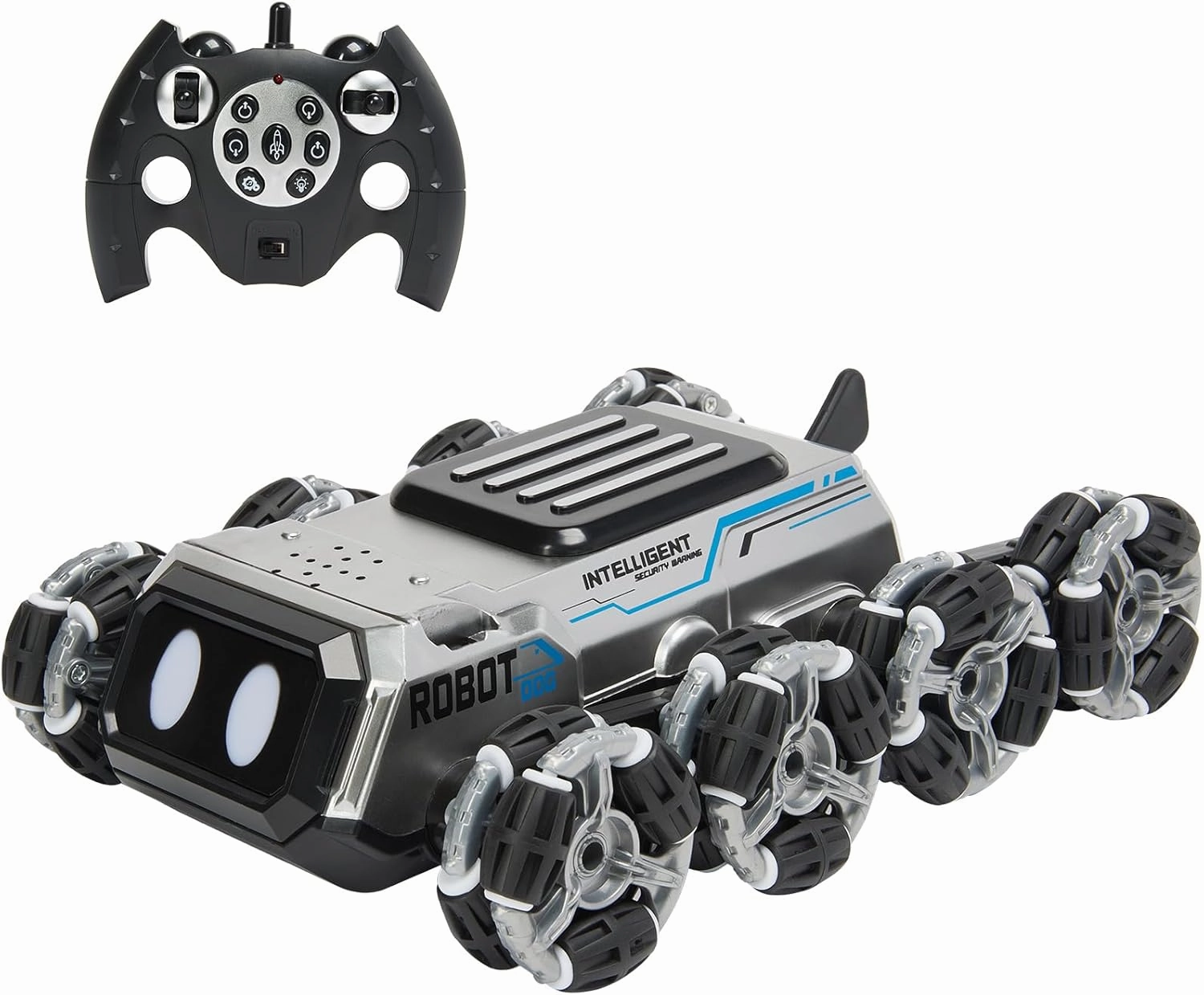 Remote Control Robot Dog Toys for Kids 6 , Stunt RC Cars with LED Eyes & Gesture Control, 6  Years Old Boys Girls Birthday Gift, Interactive Robot Toy with Mecanum Wheels & 3 Sounds(Sliver)