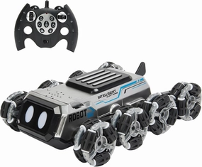 Remote Control Robot Dog Toys for Kids 6 , Stunt RC Cars with LED Eyes & Gesture Control, 6  Years Old Boys Girls Birthday Gift, Interactive Robot Toy with Mecanum Wheels & 3 Sounds(Sliver)