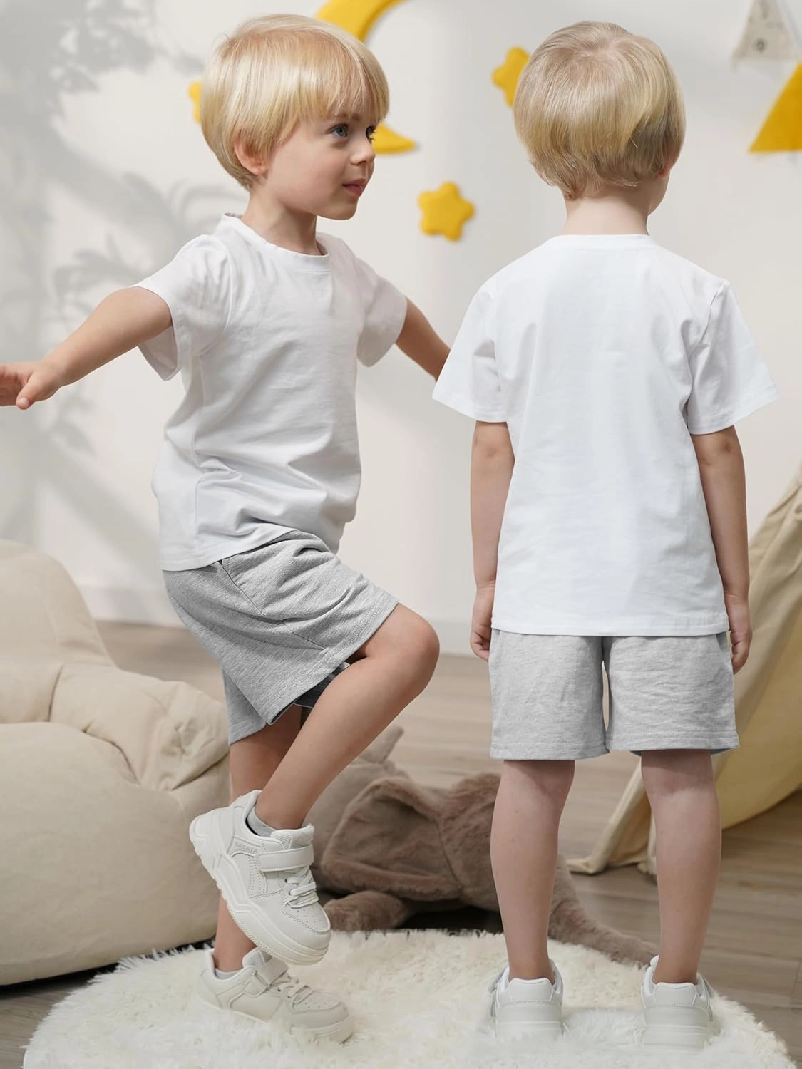 Resinta 4 Pack Toddler Boy Shorts Baby Boy Cotton Shorts Soft Casual Elastic Waist with Drawstring Boys Clothes for Summer
