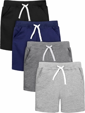 Resinta 4 Pack Toddler Boy Shorts Baby Boy Cotton Shorts Soft Casual Elastic Waist with Drawstring Boys Clothes for Summer