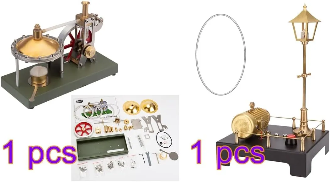 Retro Steam Engine Kit with Spherical Boiler   Retrol Steam Generator Street Light Scene, DIY Educational Desktop Model for Science Lovers & Collectors