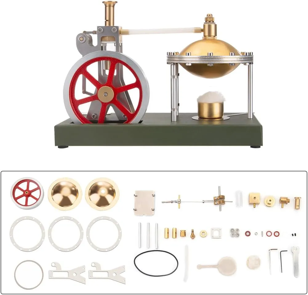 Retro Steam Engine Kit with Spherical Boiler   Retrol Steam Generator Street Light Scene, DIY Educational Desktop Model for Science Lovers & Collectors