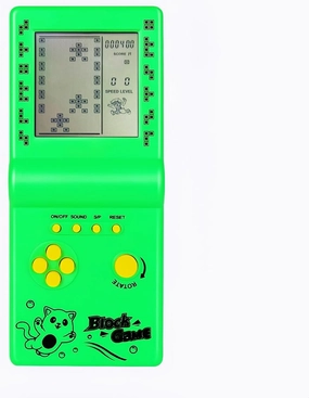 Retro Classic Block Game Console Multiple Games Adjustable Level/Speed Handheld Porable Console Brick Game/Racing/Tank Battle Puzzle Game Electronic Toys Children/Friends (Green)