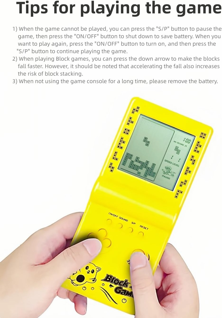 Retro Classic Block Game Console Multiple Games Adjustable Level/Speed Handheld Porable Console Brick Game/Racing/Tank Battle Puzzle Game Electronic Toys Children/Friends (Green)