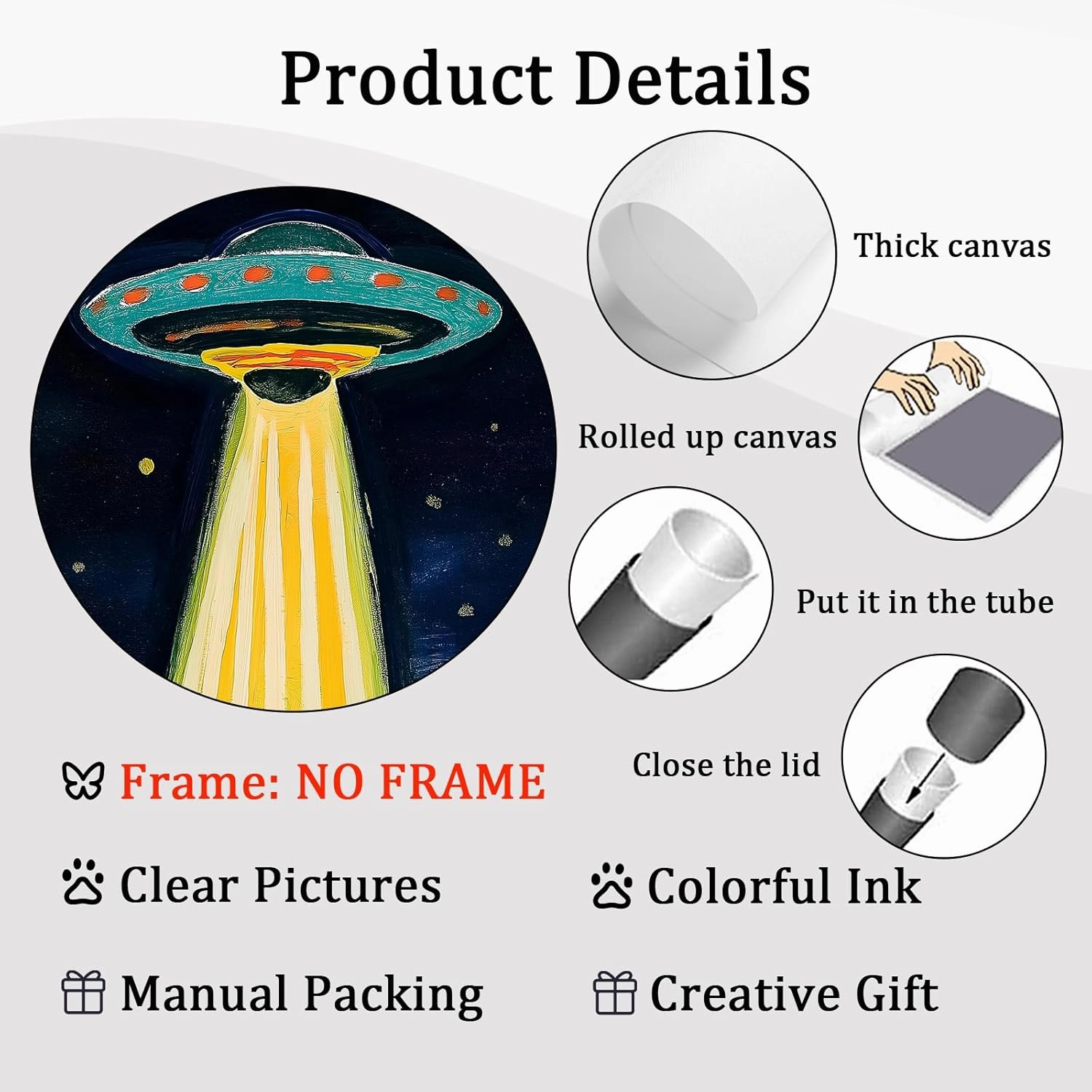 Retro Ufo Canvas Wall Art Desert Cactus Picture Ufo Poster Funny Black Cat Prints Dark Moody Landscape Painting Cat Abstract Animal Poster Alien Abduction Art Desert Landscape Artwork 16x24in No Frame