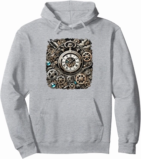 Retro Vintage Pocket Clock Cogwheel Gears for Engineers Pullover Hoodie