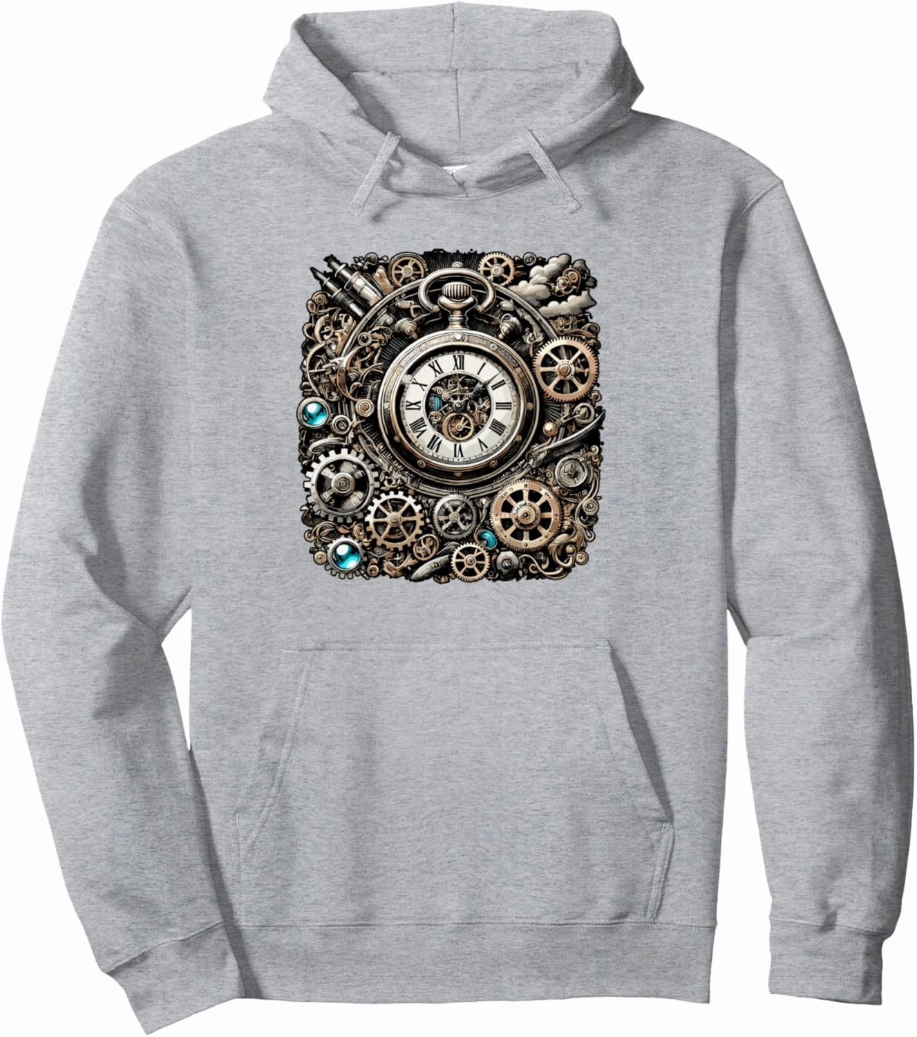 Retro Vintage Pocket Clock Cogwheel Gears for Engineers Pullover Hoodie