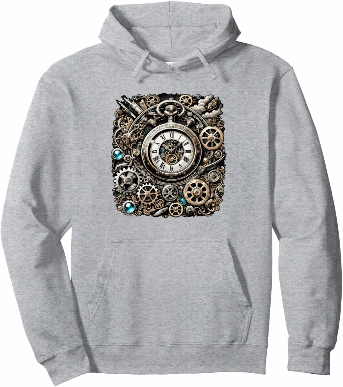 Retro Vintage Pocket Clock Cogwheel Gears for Engineers Pullover Hoodie