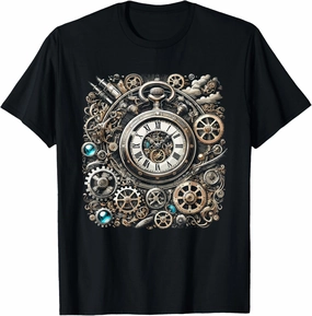 Retro Vintage Pocket Clock Cogwheel Gears for Engineers T-Shirt